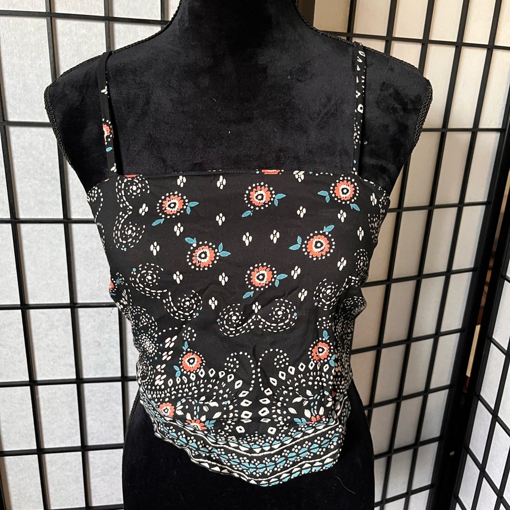 Angie Black and White Embellished Crop Camisole